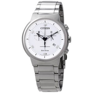 Citizen Eco-Drive Chronograph White Dial Men's Watch AT2400-81A
