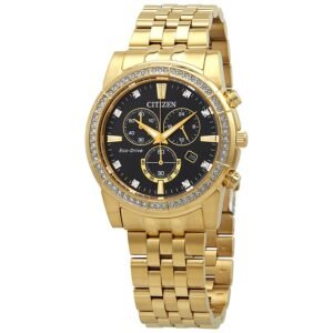 Citizen Corso Chronograph Black Dial Yellow Gold-tone Men's Watch AT2452-52E
