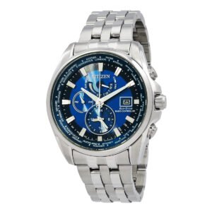 Citizen Perpetual Alarm World Time GMT Eco-Drive Blue Dial Men's Watch AT9120-89L