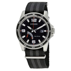 Citizen PRT Black Dial Striped Nylon Men's Watch AW7030-06E