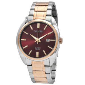Citizen Quartz Wine Red Dial Two-Tone Men's Watch BI5104-57X