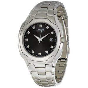 Citizen Eco Drive Black Diamond Dial Stainless Steel Men's Watch BM6010-55G