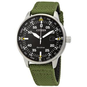 Citizen Solar Black Dial Green Nylon Men's Watch BM7390-22X