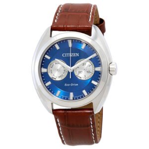 Citizen Paradex Eco-Drive Blue Dial Brown Leather Men's Watch BU4010-05L