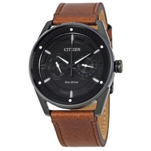 Citizen CTO Eco-Drive Black Dial Brown Leather Men's Watch BU4025-08E