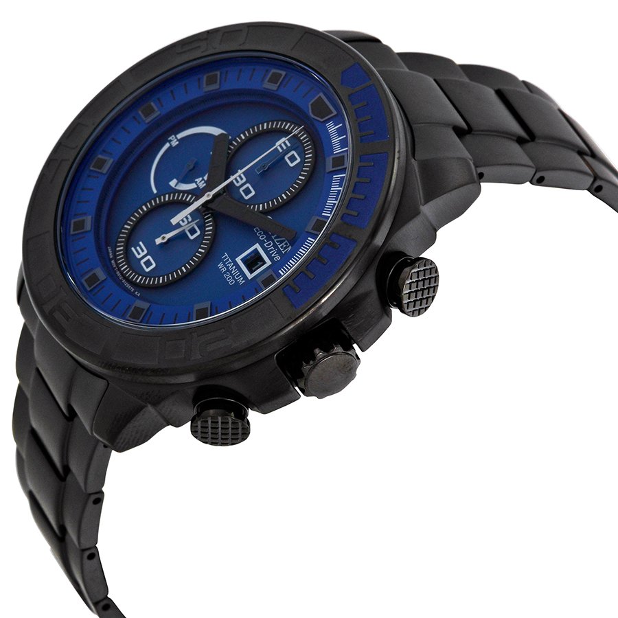 Citizen Eco Drive Blue Dial Black Titanium Men's Watch CA0525-50L - Image 2