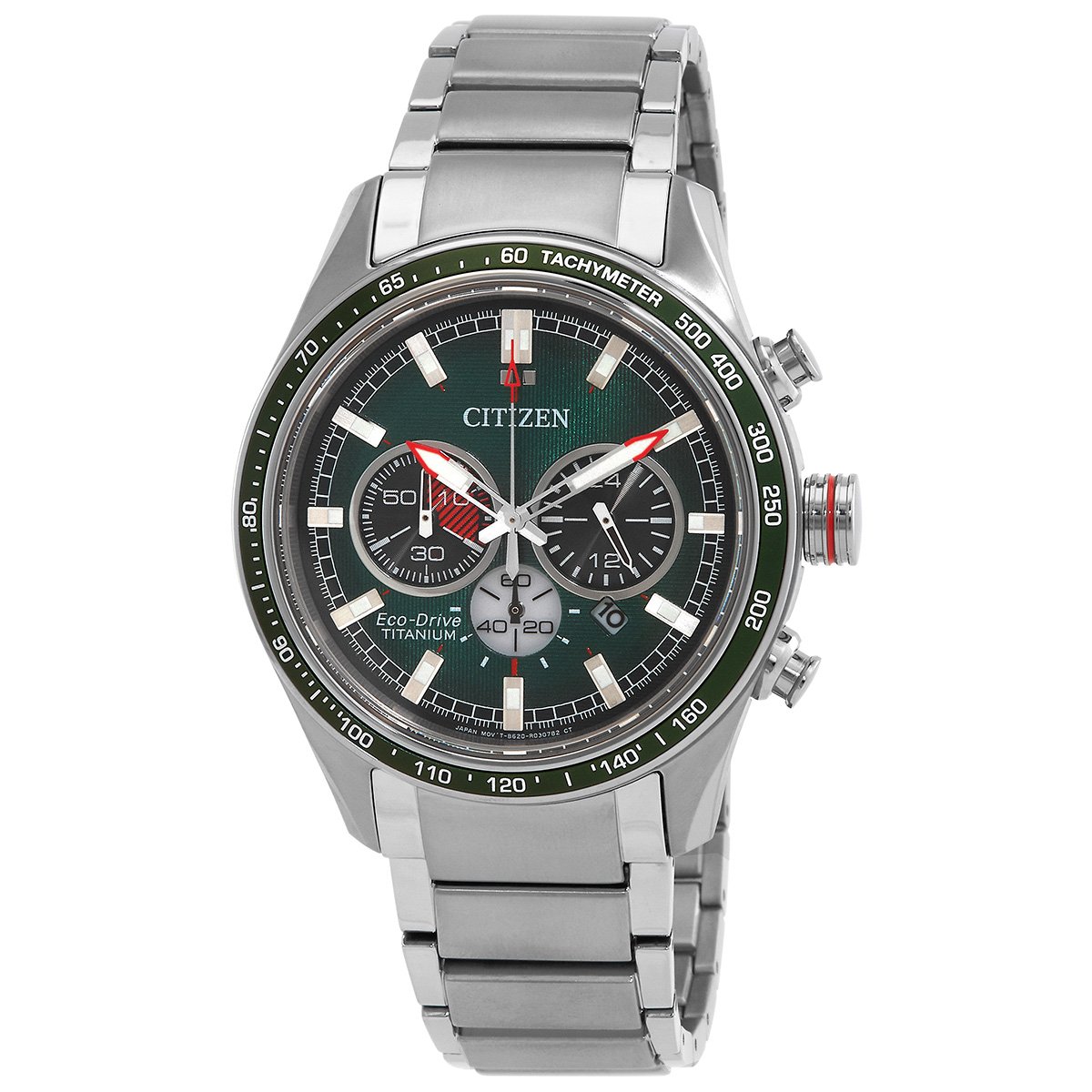 Citizen Eco-Drive Super Titanium Chronograph Green Dial Men's Watch CA4497-86X
