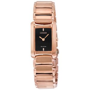 Citizen Rose Gold-tone Case Black Dial Eco-Drive Ladies Watch EG2976-57W