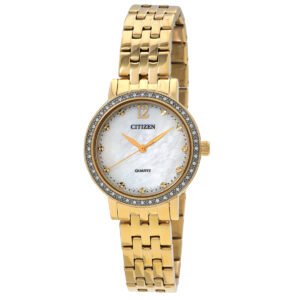 Citizen Quartz Crystal White Mother of Pearl Dial Ladies Watch EL3102-50D