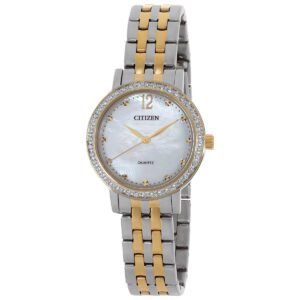 Citizen Quartz Crystal White Mother of Pearl Dial Ladies Watch EL3104-54D