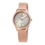 Citizen Eco-Drive Champagne Dial Stainless Steel Mesh Ladies Watch EM0508-80X