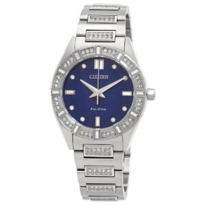 Citizen Silhouette Crystal Eco-Drive Blue Dial Ladies Watch EM1020-57L
