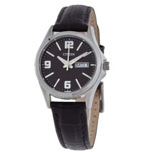 Citizen Quartz Black Dial Black Leather Ladies Watch EQ0591-13E