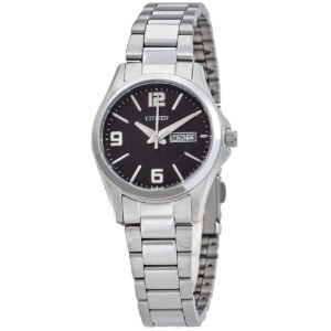 Citizen Quartz Black Dial Stainless Steel Ladies Watch EQ0591-56E