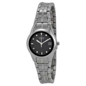 Citizen Eco Drive Black Dial Stainless Steel Ladies Watch EW1410-50E