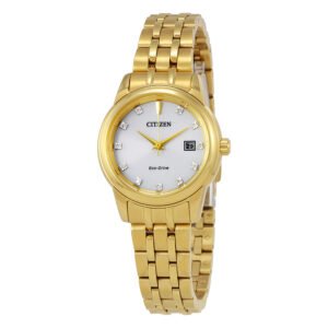 Citizen Diamond Silver Dial Yellow Gold-tone Ladies Watch EW2392-54A