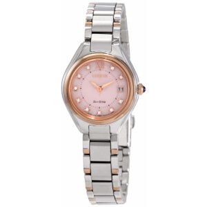 Citizen Eco-Drive Crystal Pink Dial Ladies Watch EW2546-87X