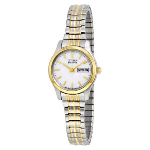 Citizen Eco-Drive Expansion White Dial Two-tone Ladies Watch EW3154-90A