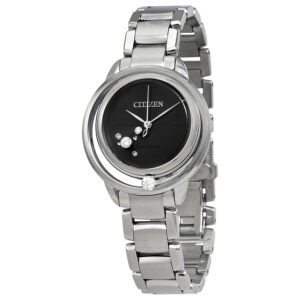 Citizen L Sunrise Solitare Black Diamond Dial Ladies Watch EW5520-50E