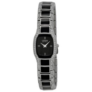 Citizen Normandie Eco-Drive Black Dial Crystal Ladies Watch EW9780-57E