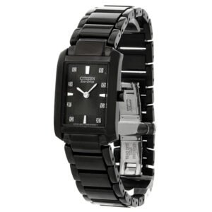 Citizen Palidoro Diamond Black Dial Black IP Stainless Steel Ladies Watch EX1077-51E
