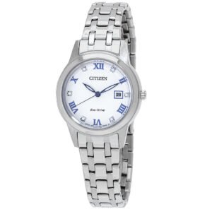 Citizen Eco-Drive Crystal White Dial Ladies Watch FE1240-81A