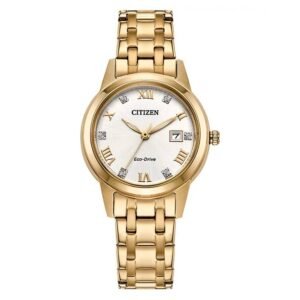 Citizen Eco-Drive Crystal Silver Dial Ladies Watch FE1243-59A