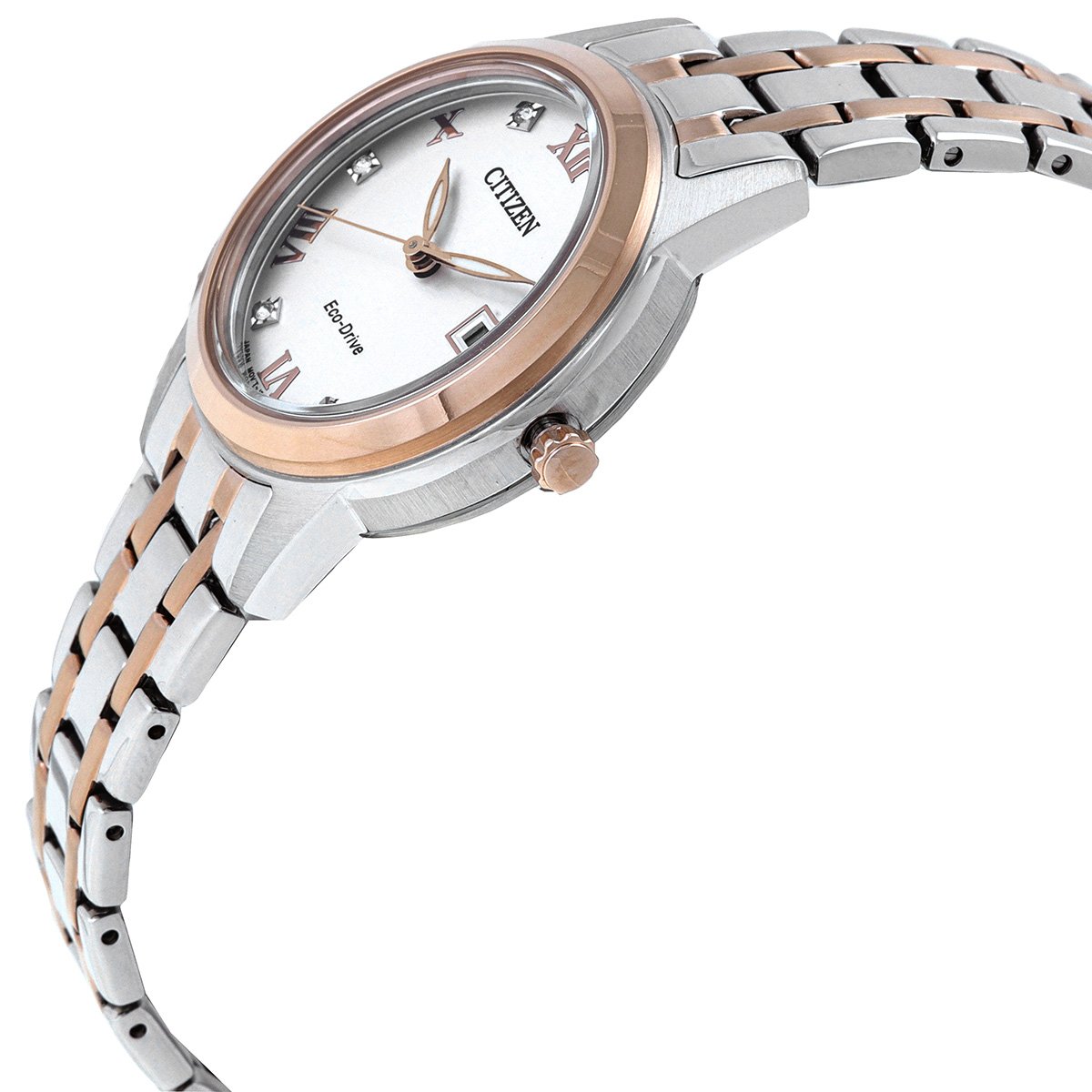 Citizen Eco-Drive Crystal White Dial Two-Tone Ladies Watch FE1246-85A - Image 2