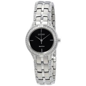 Citizen Silhouette Crystal Black Dial Ladies Watch FE2060-53E