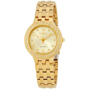 Citizen Silhouette Crystal Eco-Drive Champagne Dial Ladies Watch FE2082-51P