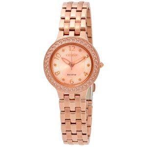 Citizen Silhouette Crystal Pink Gold Dial Ladies Watch FE2083-58Q