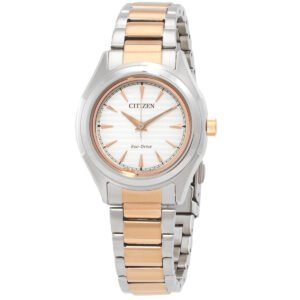 Citizen Elegance Eco-Drive White Dial Two-Tone Ladies Watch FE2116-85A