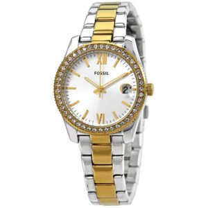 Fossil Scarlette Mini Quartz Crystal Silver Dial Ladies Watch ES4319