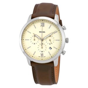 Fossil Neutra Chronograph Cream Dial Brown Leather Men's Watch FS5380
