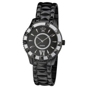 GV2 by Gevril Venice Diamond Quartz Black Dial Ladies Watch 11713-425