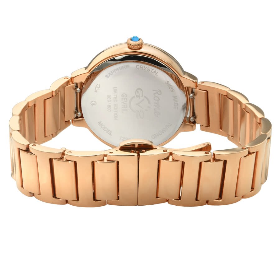 GV2 by Gevril Rome Quartz White Dial Ladies Watch 12201B - Image 3