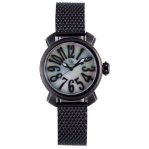 Rimini White Pearl Dial Black IP Steel Ladies Watch GR-7000-13-001 - luxury watch