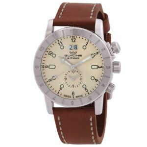 GLYCINE Airman GMT White Dial Men's Leather Watch GL0149