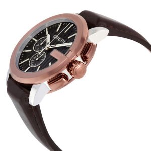 GUCCI G Chrono XL Black Dial Brown Leather Men's Watch YA101202