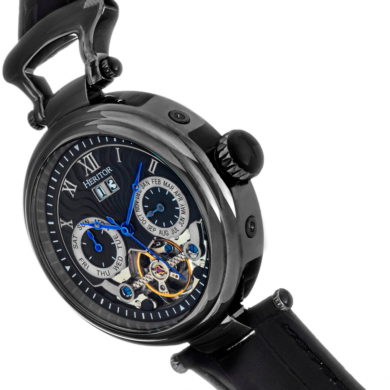 HERITOR Ganzi Automatic Multi-Function Black Dial Men's Watch HR3307