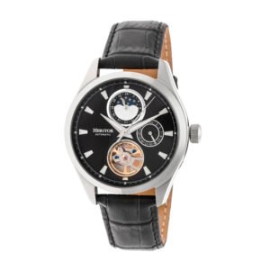 Sebastian Black Moonphase Dial Black Leather Strap Automatic Men's Watch HR6902 - luxury watch