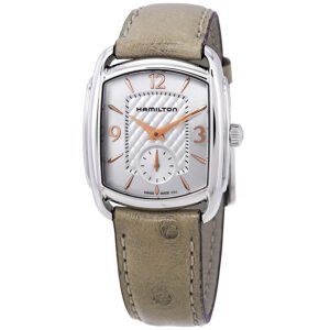 Hamilton Bagley Silver Dial Beige Ostrich Leather Ladies Watch H12451855