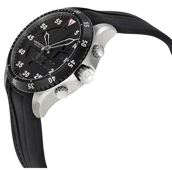 Hamilton Flight Timer Chronograph Black Dial Rubber Men's Watch H64554331 - Image 2
