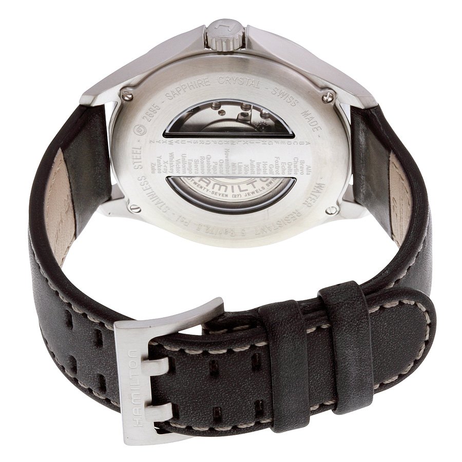 Hamilton Khaki Aviation Automatic Black Dial Black Leather Men's Watch H76655733 - Image 3