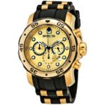 Invicta Pro Diver Chronograph Champagne Dial Black Polyurethane Men's Watch 17885