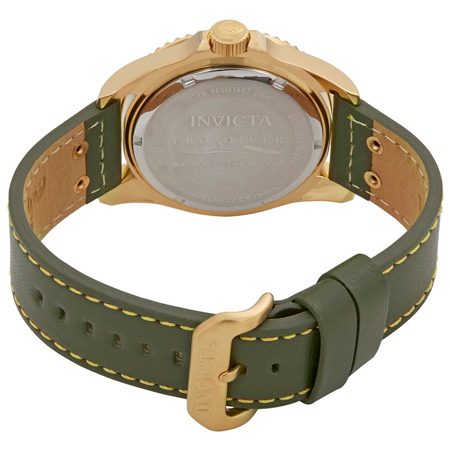Invicta Pro Diver Black Dial Green Leather Men's Watch 22075 - Image 3