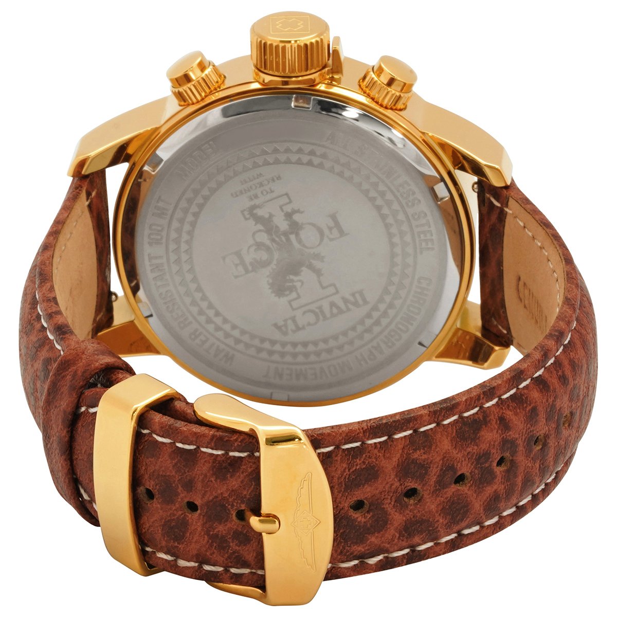 Invicta Force Lefty Chronograph Blue Dial Brown Leather Men's Watch 3329 - Image 3