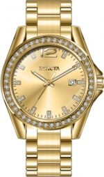 Invicta Angel Quartz Crystal Gold Dial Ladies Watch 49847