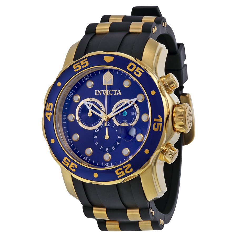 Pro Diver Chronograph Blue Dial Black Polyurethane Men's Watch 17882 - luxury watch