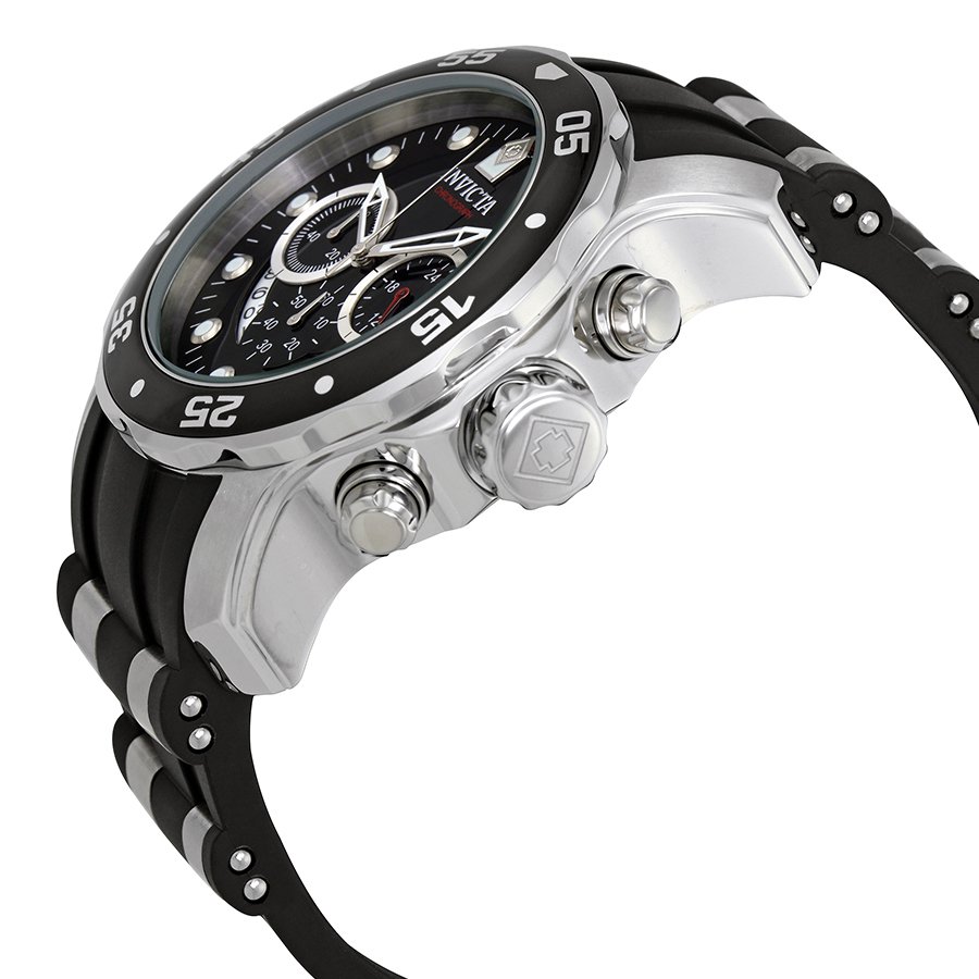 Men Pro Diver Ocean Master Chronograph Black Dial Black Rubber Watch 6977 - luxury watch